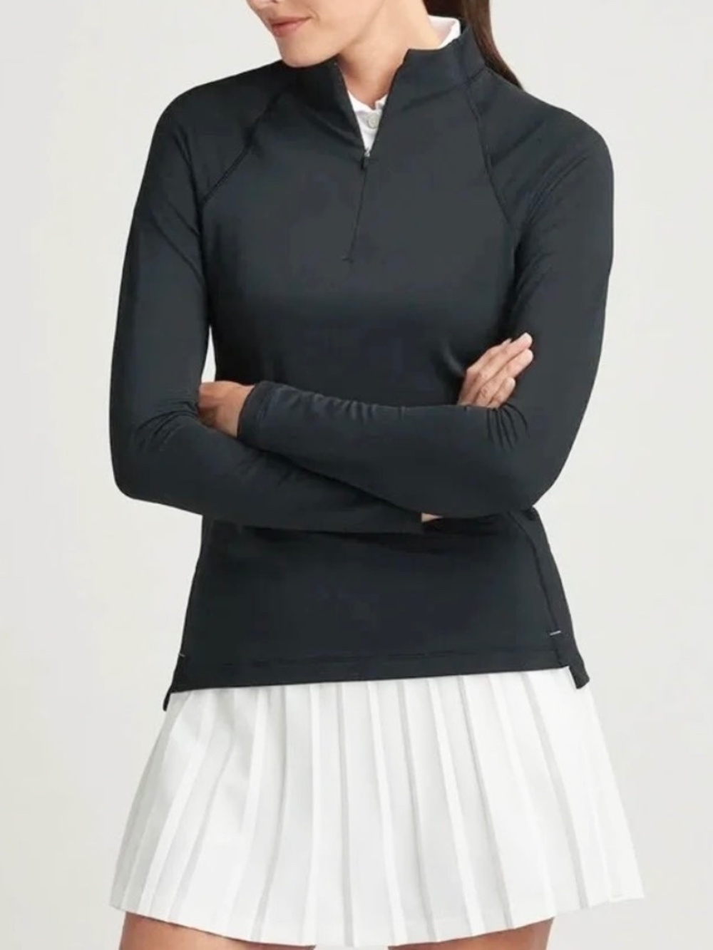 Peter Millar Womens Black Quarter Zip Golf Pullover LE0EK43 UPF 50 Small